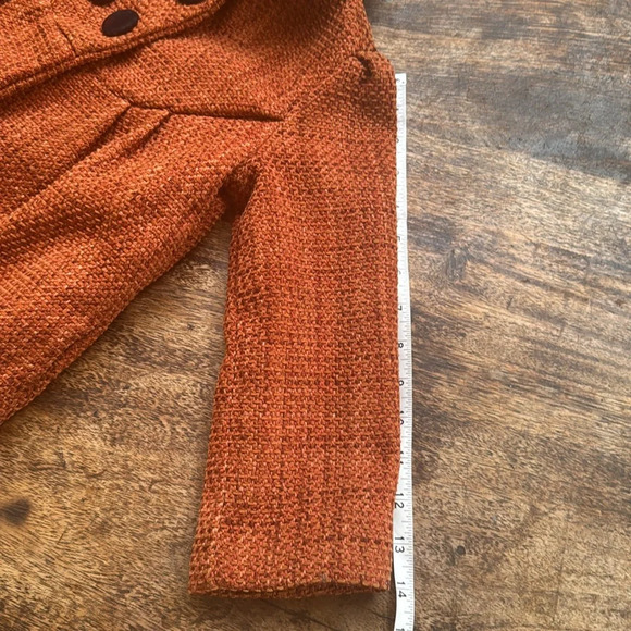 Handmade Charlotte for Anthropologie Kids Rust Orange Jacket with Peacock Design - Picture 9 of 16